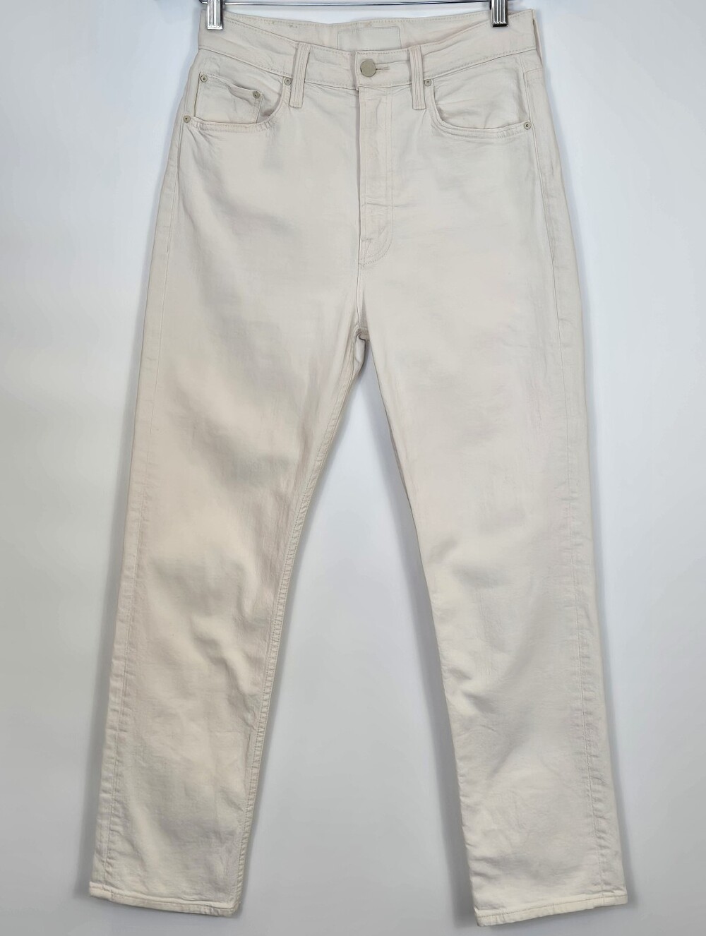 Mother Superior Denim High Waisted Rider Ankle Jean Straight Leg Ivory 28 - Picture 2 of 16